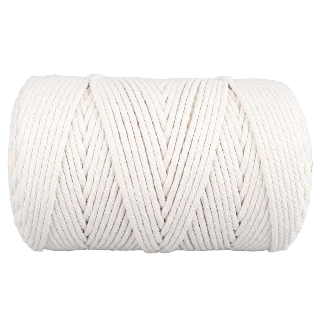 White Macrame Cord 4mmx21.9 Yards Macrame Rope Cotton Cord for Wall Hanging Plant Hangers Crafts
