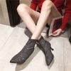Footwear Pole Booties Rhinestone Short Shoes for Women Silver Pointed Toe Female Ankle Boots Sexy Stripper Trend 2024 Goth Y2k