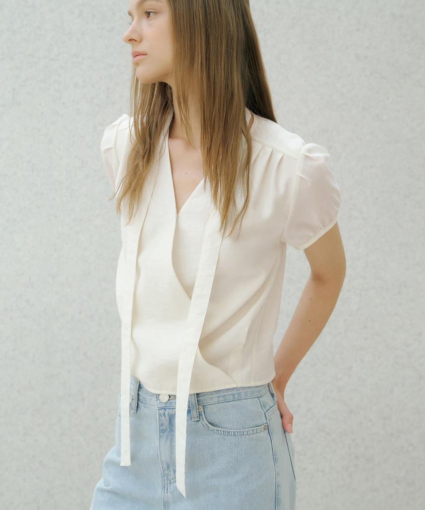 OCTETTE Lorin Sheer Tie Blouse_Cream