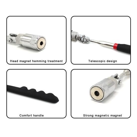 Телескопический магнитный захват с LED-подсветкой Нескользящий из нержавеющей стали Выдвижной магнитный захват с пластиковой ручкой для болтов Металл
