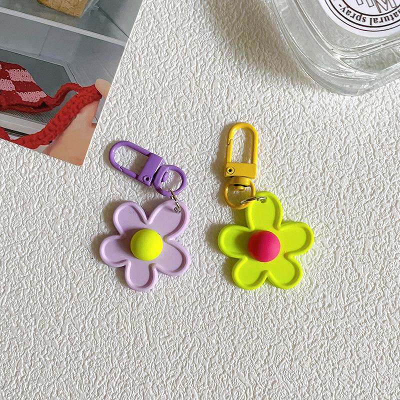 Корейский брелок с цветочным принтом в виде конфеты, милый цветочный брелок, держатель для ключей от машины, сумка, кулон, украшение для рюкзака, подарки для лучших друзей