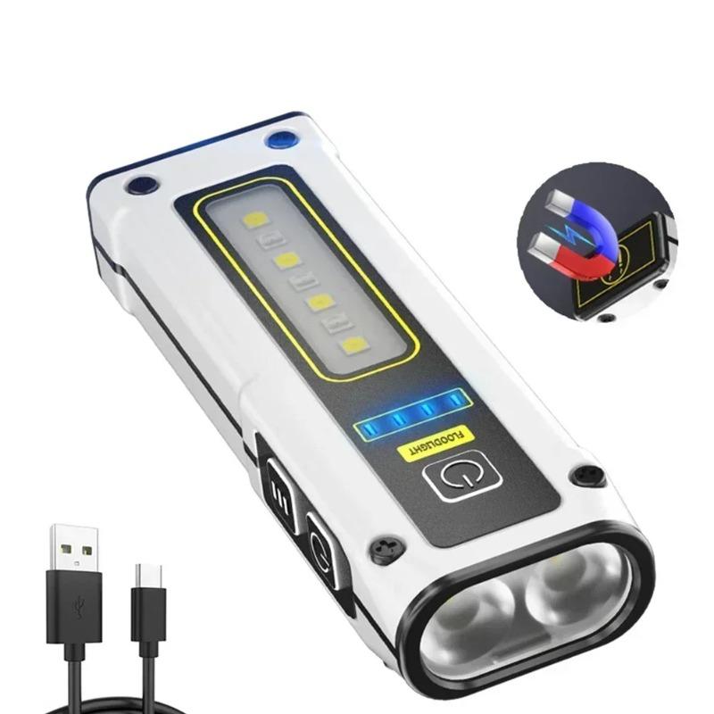 NEW Super Bright LED Source Flashlight Work Lamp with Magnet Alarm SOS Key Chain Power Bank Waterproof Emergency Flashlight