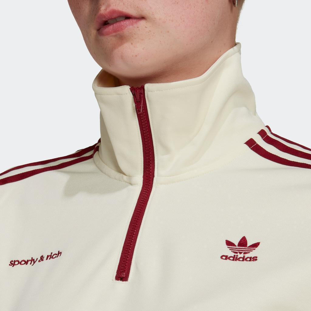 Adidas Originals Trefoil X Sporty&Rich Винтажная куртка с воротником в полоску Женская куртка Off-White IB2157