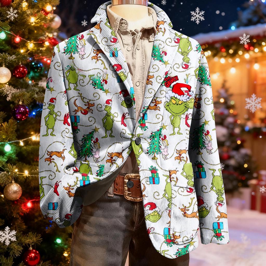 Мужской уродливый рождественский вельветовый теплый карманный пиджак-кардиган, мужской повседневный костюм