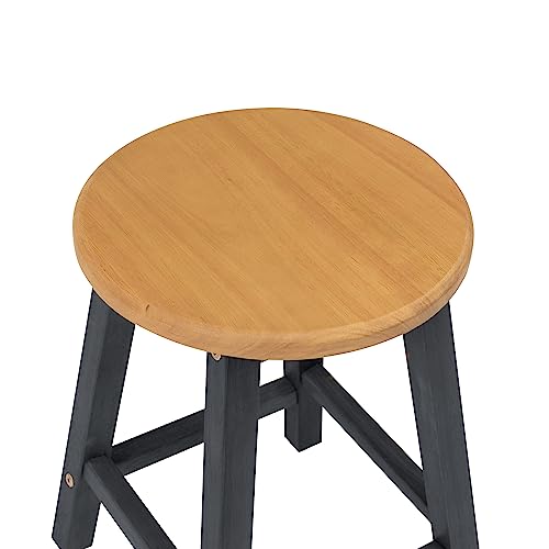 Takasho Mariewood Stool Noir, Natural Eucalyptus MWF, Flower Stand, Garden Chair, Garden Table, Durable Eucalyptus Wood (MWF-26CCG)