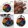 Red Yellow Blue Rose Design Keyring With Zinc Alloy And Glass For Collectors Item