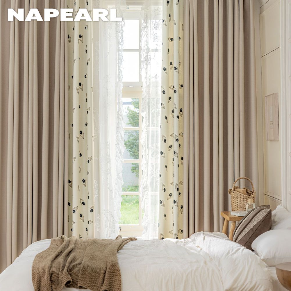 1 шт. NAPEARL 70-80% степень затемнения Ins кремовый стиль напечатанная боковая панель затемняющие шторы для спальни гостиной домашний декор