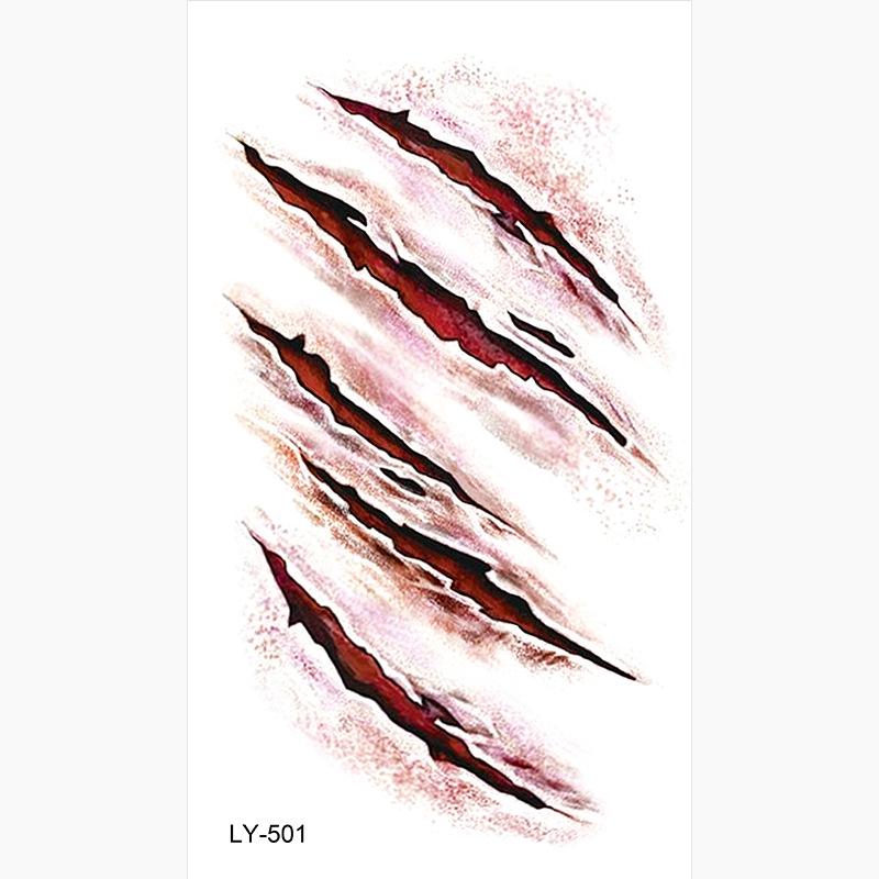 Водонепроницаемые временные татуировки на Хэллоуин: Кровавая рана шрам ужас наклейки