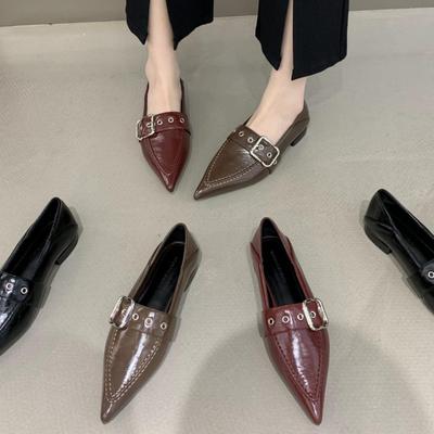 Модные Новые Модные Остроносые Балетки для Женщин, Роскошные Балетки с Металлической Цепочкой, Легкие Балетки, Повседневные Лоферы