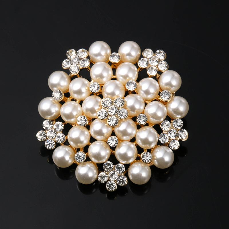 Luxury Fashion Elegant Faux Pearl Flower Brooches Pins For WomenGirls Gorgeous Decor Wedding Banquet Garment Ornament Gifts