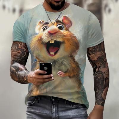 Мужская футболка с принтом 3D Animal Mouse, летняя мода, повседневная, для спорта на открытом воздухе, для фитнеса, с круглым вырезом и короткими рукавами, мужская рубашка, одежда