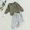 Baby Boys Pants Set, 6M 12M 18M 24M 3Y Long Sleeve Crew Neck Sweatshirt with Elastic Waist Sweatpants Infant Clothes