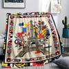 Paris Eiffel Tower Print Flannel Blanket, High quality Comfortable for All Seasons, Home Decor, Warmth and Comfort, Perfect for Christmas Gifts93