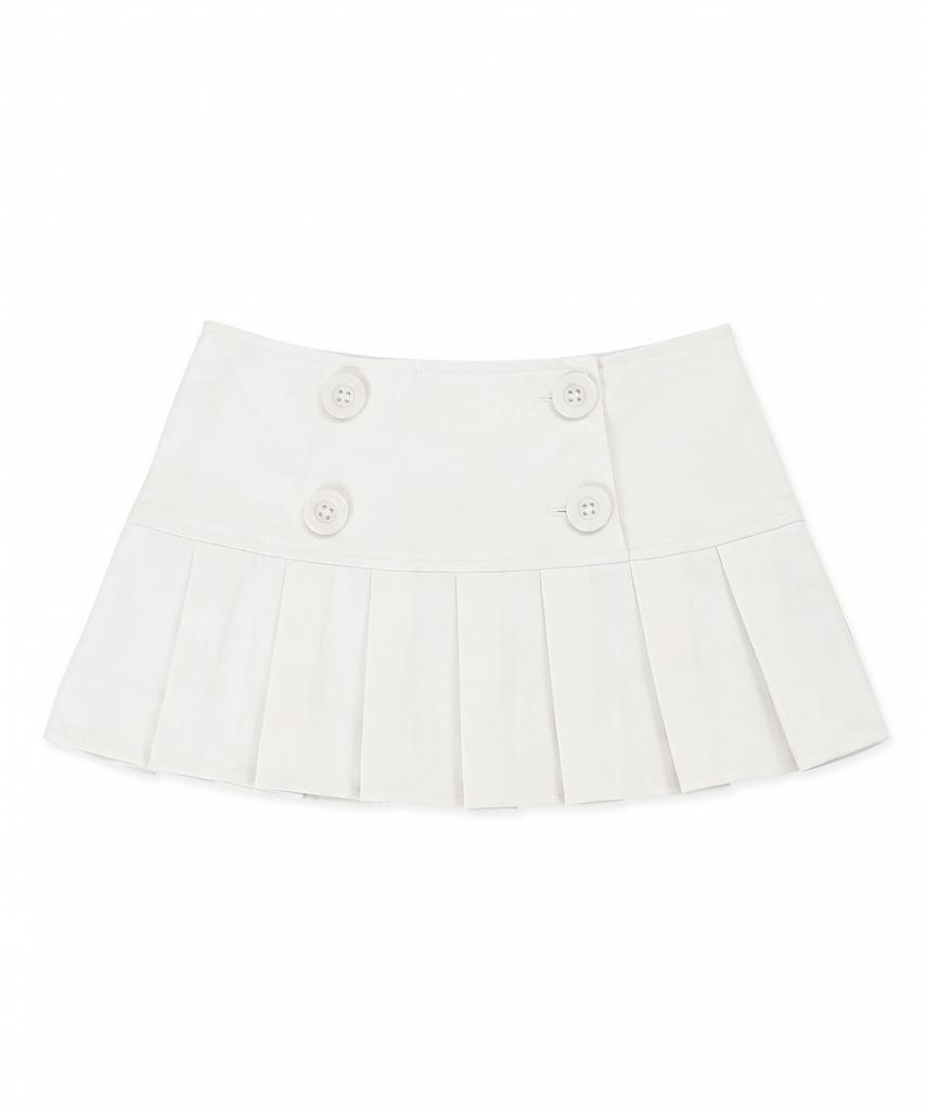 DRYROSE Button Pleated Skirt (Ivory)