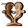 Decorative Wooden Animal Ornaments Ornament with Stable Base, Double Layer Carved Figurine, Rustic Wood Crafts for Office Heart Shape Sculpture