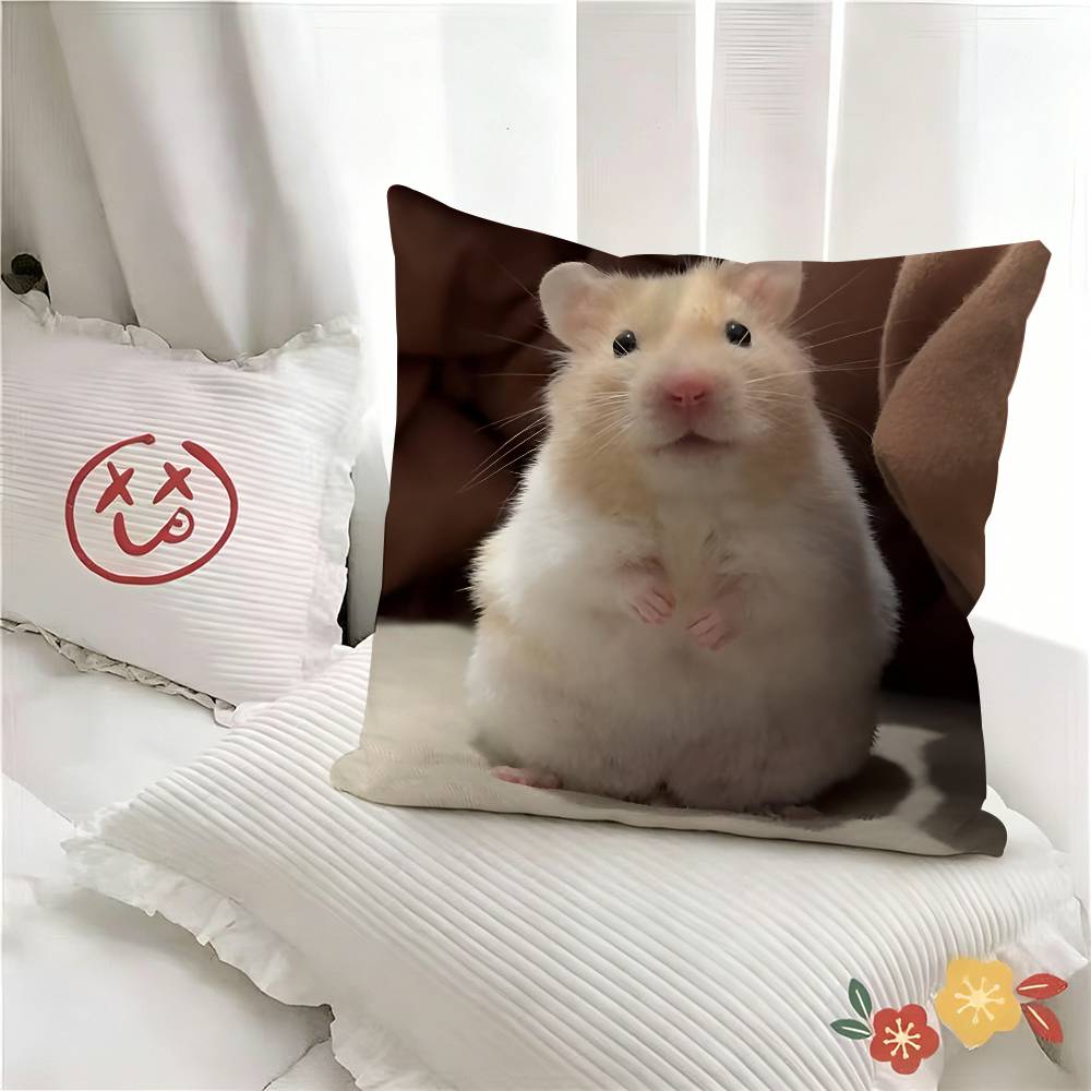 pc Kawaii Hamster Anime Pillow Case Fashion Square Pillowcase Bedroom Sofa Room Ins Decoration Leisure