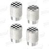 Aluminum For Fashion Black White Checkered Chessboard Logo 4pcs Car Motorcycle Decor Wheel Tire Valve Caps Stem Cover Accessorie