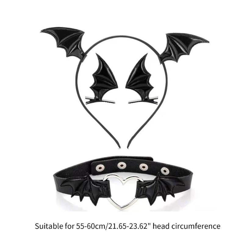 Girls Hair Clips Gothic Halloween Cosplay Devil Wing Hairpin Headband Punk Hair Jewelry Unique Black Headwear