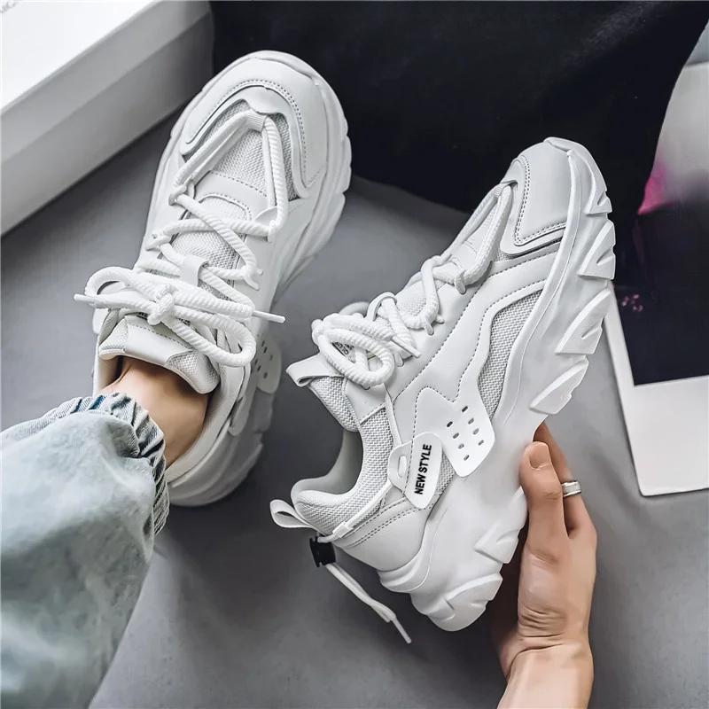 Мужская спортивная обувь на толстой подошве, простые модные повседневные кроссовки, высококачественная резиновая пластиковая мужская спортивная обувь, массивные кроссовки