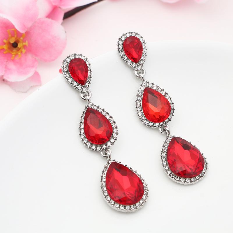 Геометрические серьги-подвески со стразами в форме капли для женщин - Блестящая корейская модная бижутерия