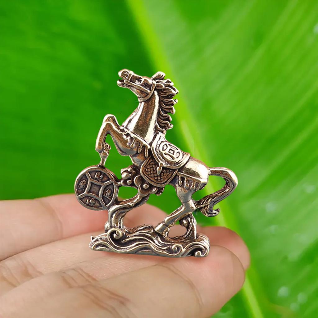 Brass Horse Figurines Chinese Year Zodiac Horse Ornament Feng Shui Lucky Statue Home Office Desktop Decoration Crafts