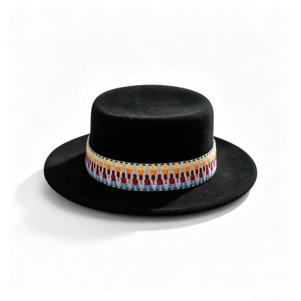 Hot-selling woolen top hat ethnic style webbing big-brimmed top hat for men and women in spring and autumn