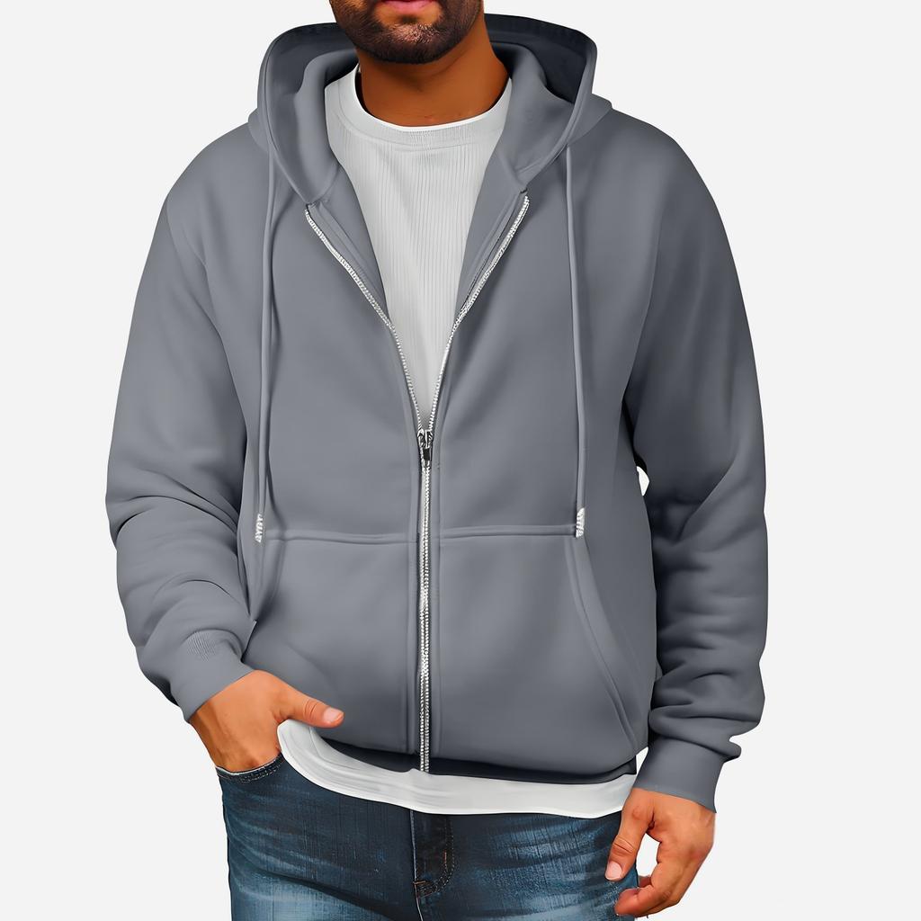 Mens Full Zip Hooded Drawstring Hoodies Pullover Sweatshirts Casual Long Sleeve Shirts
