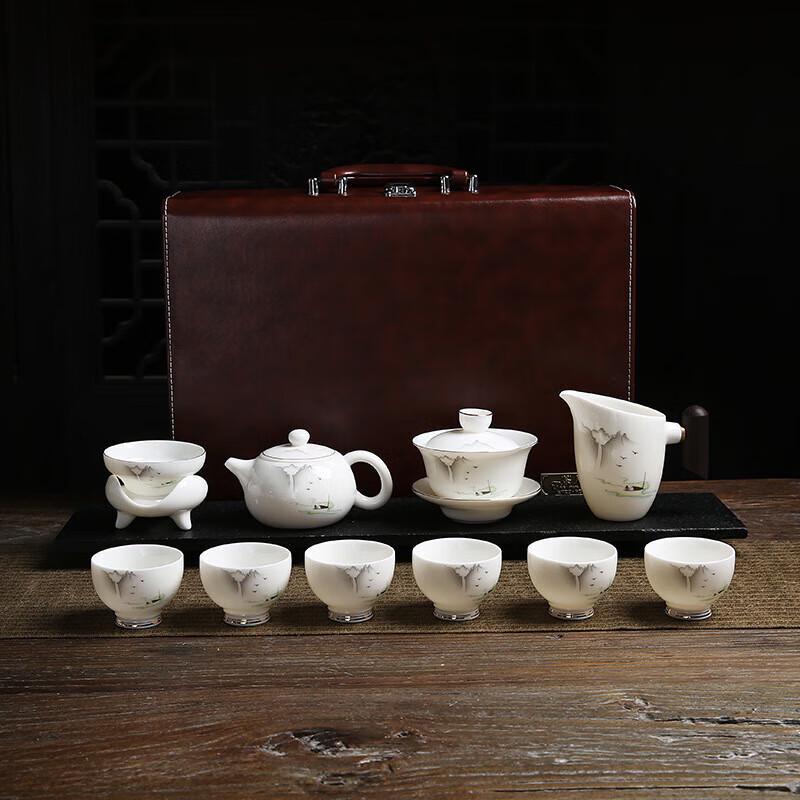 Chaxun White Porcelain Mutton Fat Jade Tea Set