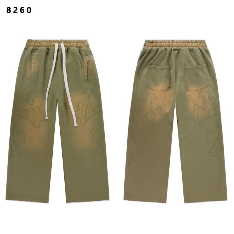 Mens Loose Fit Drawstring Cotton Cargo Pants Streetwear Hip Hop Style Straight Leg Trousers