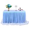 Юбка для стола с резьбой и тюлем, элегантное украшение свадебного стола для вечеринки(Длинный тюль)