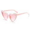 Korean Heart-Shaped Frame Pearl Decoration Sunglasses Travel Sun-Protective Bridal Glasses Bride Eyewear Outdoor