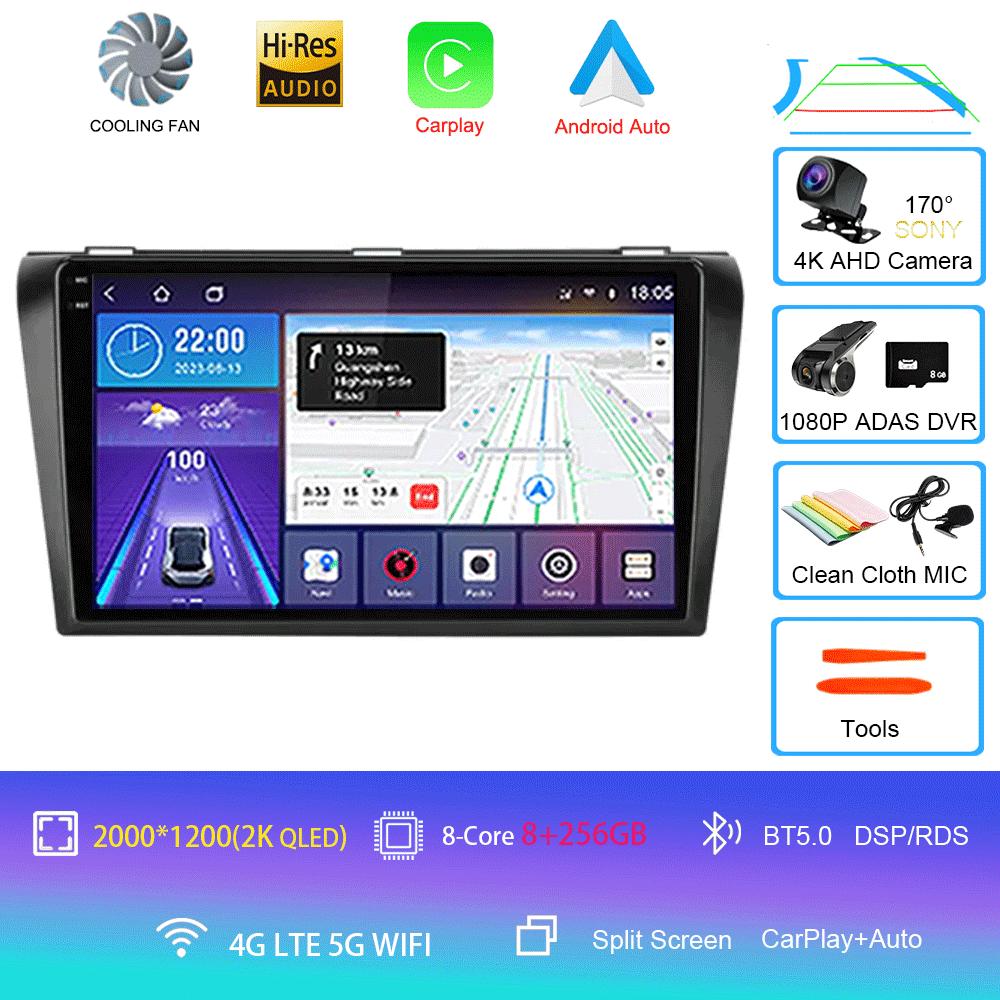 Android 14 видеоплеер автомобильный радиоприемник для Mazda 3 2004 -2009 2din с BOSE мультимедийный проигрыватель Carplay стерео GPS головное устройство