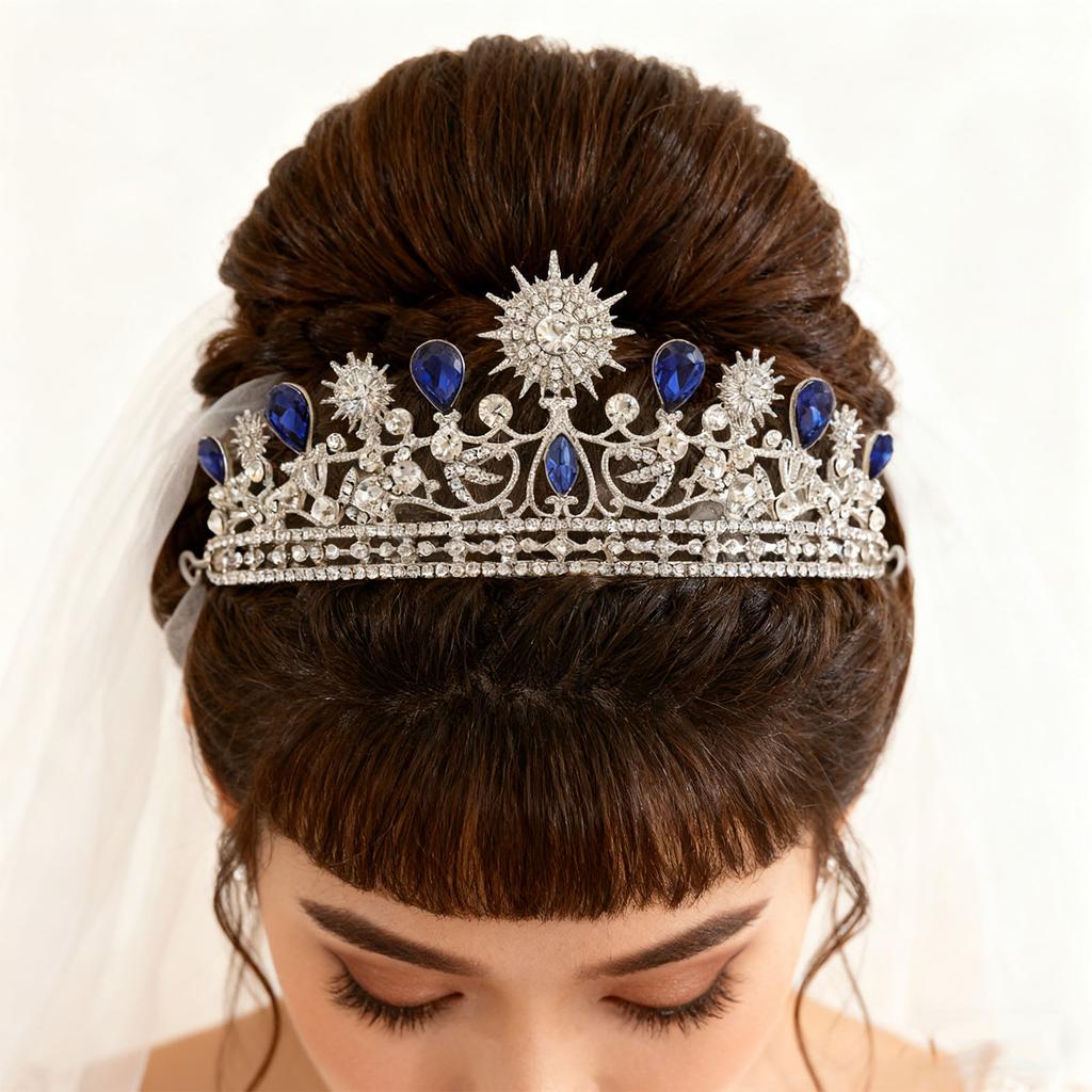 Bridal Crown Sunflower Rhinestone Princess Crown for Women Bridal Wedding Prom Birthday Hair Accessories