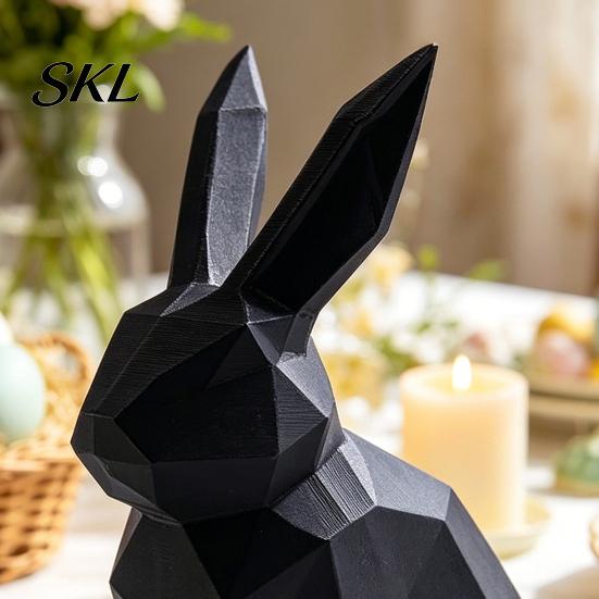 Burr-free Smooth Surface Decor 3D Printed Geometric Rabbit Ornaments, Creative Bunny Figurine, Minimalist Animal White Statue Art Decoration,