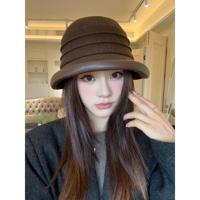 Women S Vintage Versatile Solid Color Bucket Hat For Fall Winter Slim Face Look