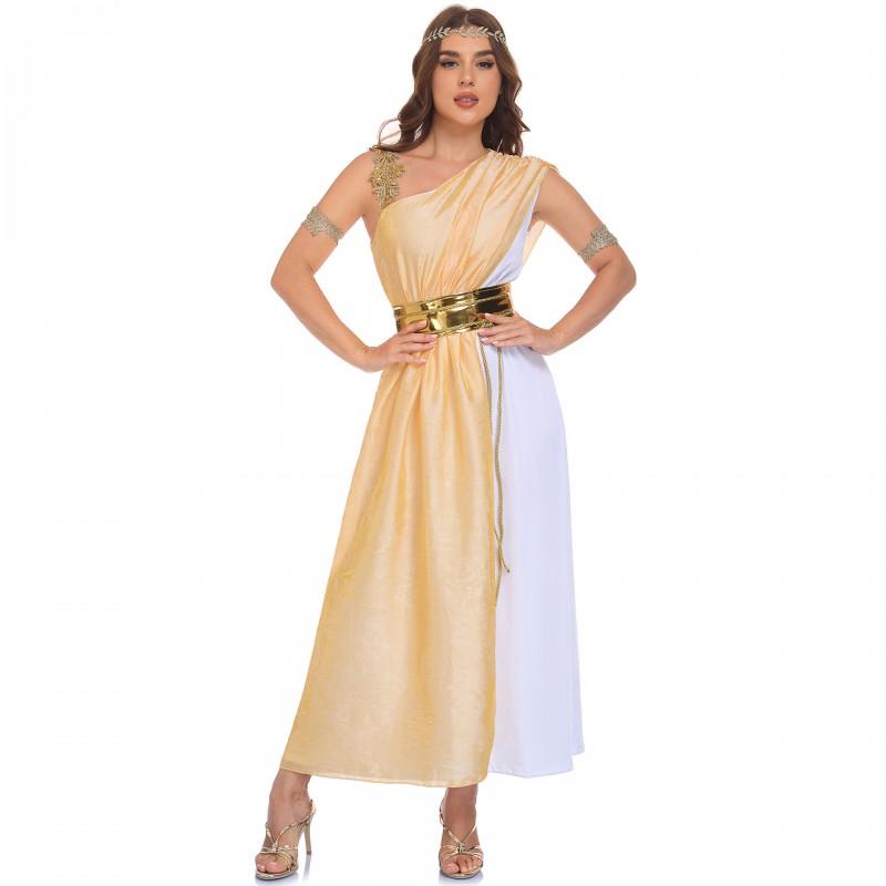 S-XL Medieval Athena Goddess Dress Halloween Cosplay Costume Party Stage