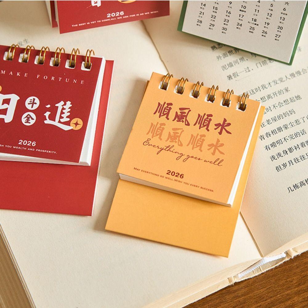 Solid Color 2026 Mini Desk Calendar Inspirational Text Standing Flip Calenda Home Decoration