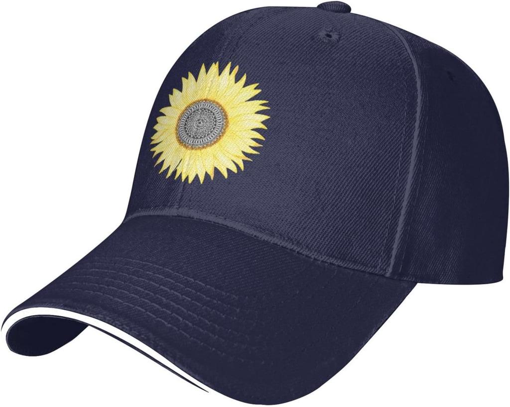 Sunflower Print Polyester Baseball Cap Casual Sun Protection Unisex Adult Trucker Hat