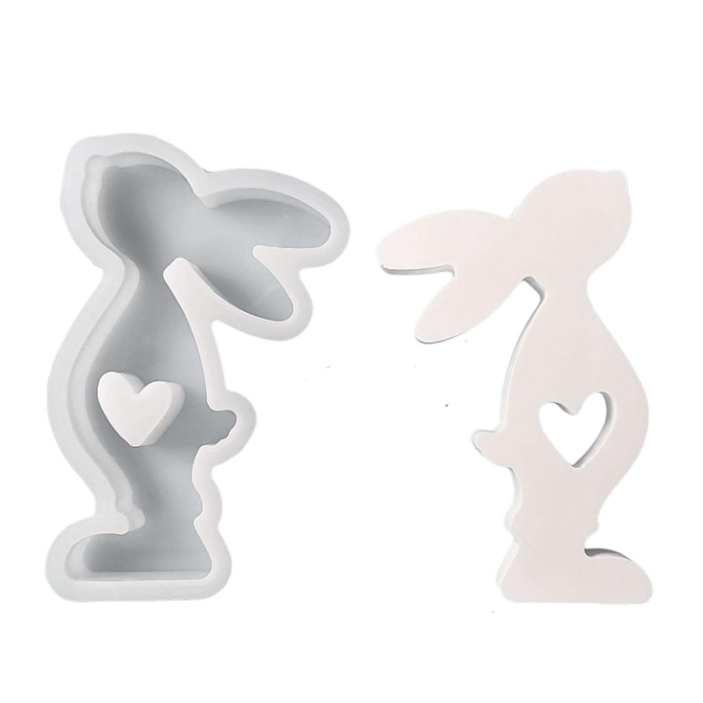 Heart Rabbit Candle Resin Mold Easter Rabbit Silicone Mould DIY Craft Mold Handmade Soap Baking Mold for Home Decors
