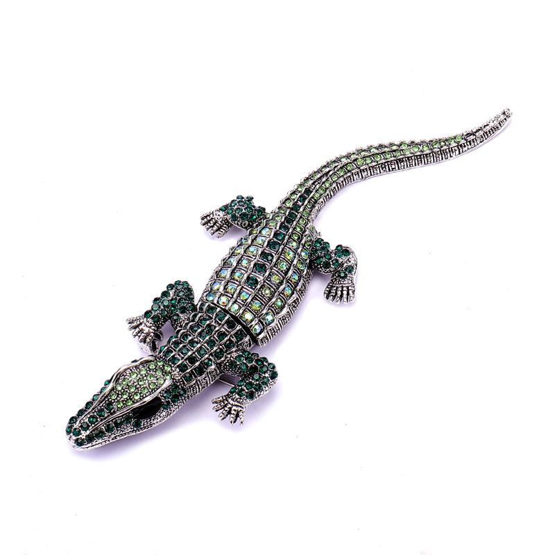Rhinestone Crocodile Brooch Vintage Animal Pins Jewelry Ladies Party Accessories