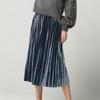 Spring Fall High Waisted Skinny Women Velvet Pleated Skirts Elegant Plus Size Solid M-6XL