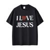 Футболка I Love Jesus Христианская футболка Унисекс Женская одежда Хип-хоп Винтаж Рок Футболки Мужская Ретро Круглый вырез Оверсайз Футболки