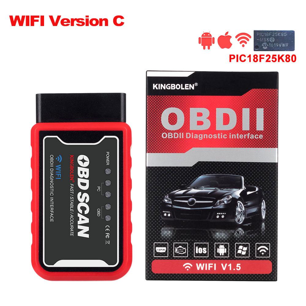 ELM327 V1.5 Чип PIC18F25K80 Двухплатный WIFI/BT OBD2 Сканер Кодов Диагностический Инструмент ELM327 OBDII для Телефона Android/IOS PK ICAR 2