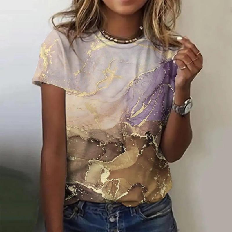 Fashion Printed Top Women's Short Sleeved Streetwear Summer Fashion Women's Casual Round Neck T-Shirts Women’s