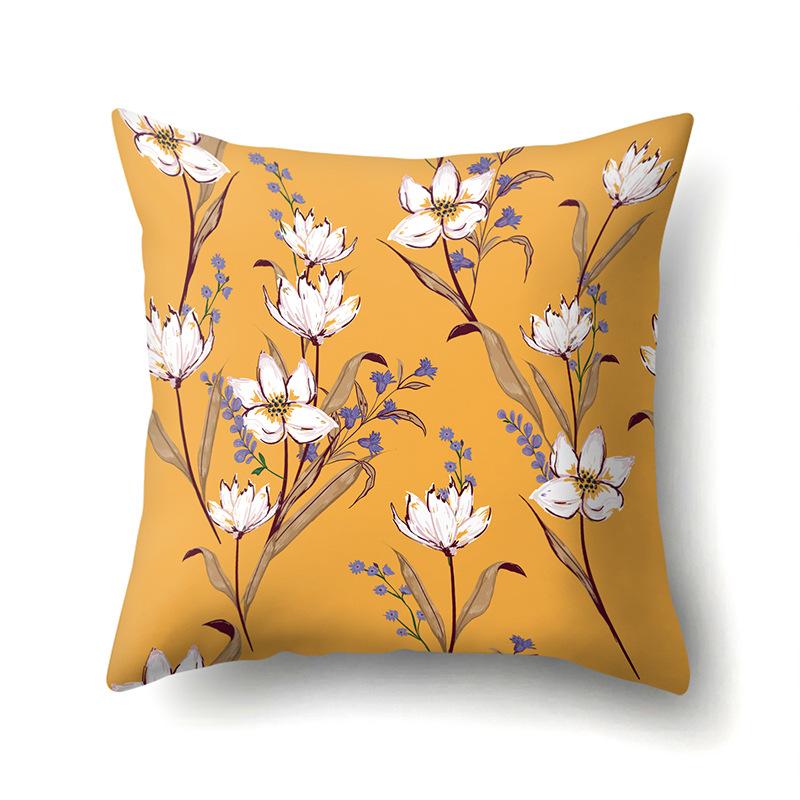 Полиэстеровая наволочка Декоративные цветы Домашнее растение Принт Наволочка Поясничная подушка Чехол на подушку для дивана