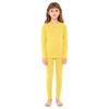 Kids Warm Loungewear Set 2-Piece, Solid Color Thermal Long Sleeve Shirt & Elastic Waist Pants, Sleepwear Winter Underwear