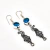 Swiss Blue Topaz Gemstone Handmade 925 Silver Plated Jewelry Earring 2.46"