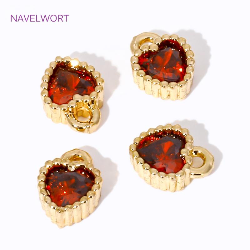 5mm*6.5mm 18K Gold Plated Mini Heart Crystal Glass Charms For Bracelet Making Findings,Pendants For Jewelry,DIY Accessories