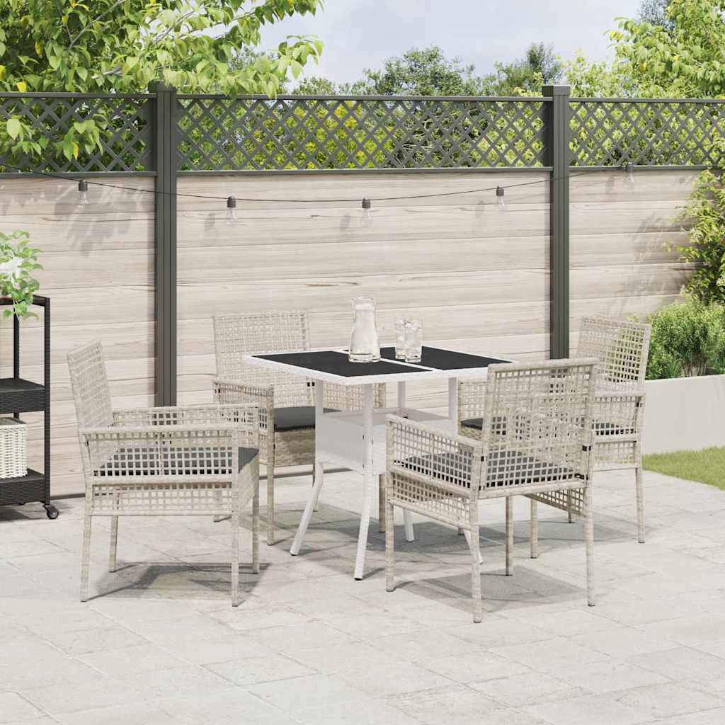 Garden Dining Set 5 pcs Light Grey Poly Rattan