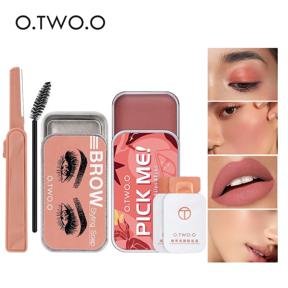 O.TW O.O Women's Makeup Palette Lipstick Blush Eyebrow Gel Lightweight Matte Lip Tint Foundation Gift 4 Pieces, Set, 4 Pieces
